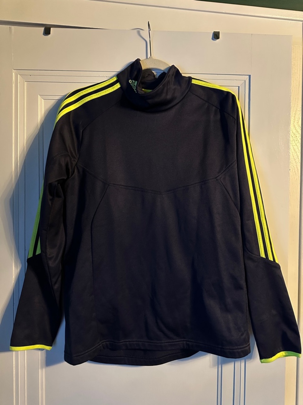adidas Blue Champions League Pullover with Neon Yellow Stripes